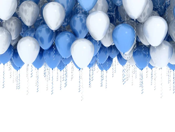 Weiße Und Blaue Party Luftballons Auf Weißem Grund — Stockfoto