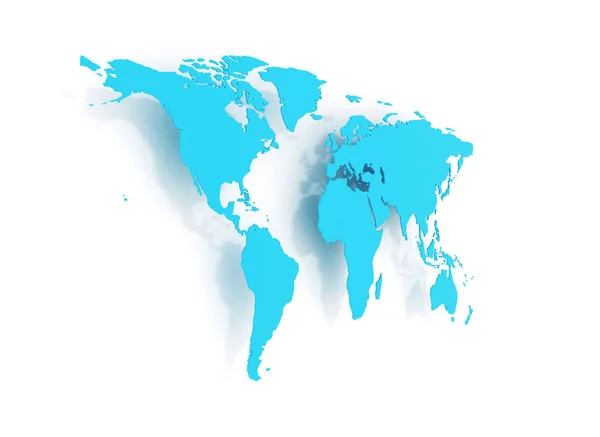 Niebieska Mapa Świata Białym Tle — Zdjęcie stockowe