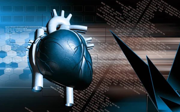 Ψηφιακή Απεικόνιση Της Καρδιάς Έγχρωμο Φόντο — Φωτογραφία Αρχείου