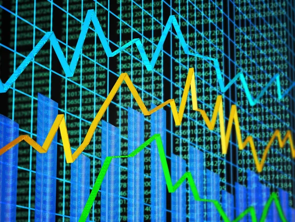 Abstract Financial Data Featuring Line Graph Bar Graph Random Numbers — Stock Photo, Image