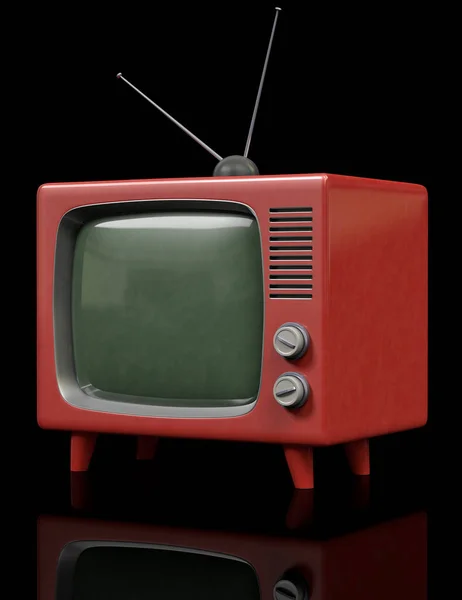 Plastová Retro Televize Černém Pozadí — Stock fotografie