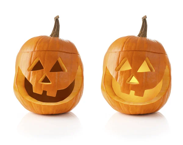 Halloween Pumpkin Scary Faces Isolated White Background — Stock Photo, Image