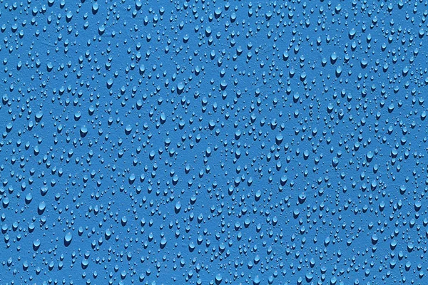 Gotas Agua Sobre Fondo Azul —  Fotos de Stock