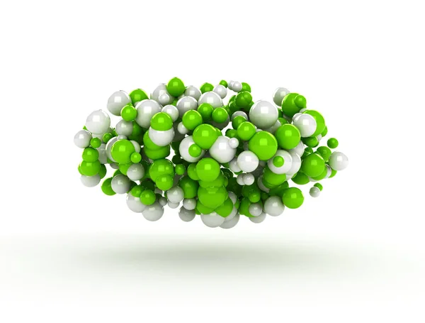 緑と白の球のクラスター 分子概念像 — ストック写真