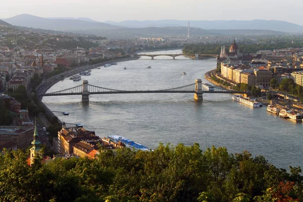 Tramonto Budapest Dalla Collina Gellert — Foto Stock