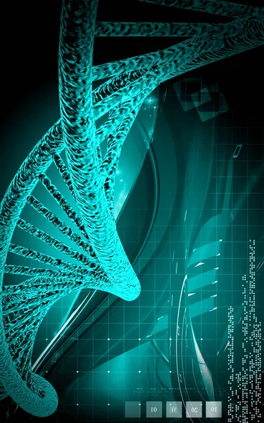 Digitale Illustration Dna Struktur Farbigen Hintergrund — Stockfoto