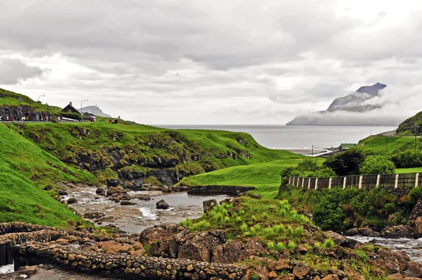 Leynar Nome Dinamarquês Lejnum Lugar Das Ilhas Faroé Nas Margens — Fotografia de Stock