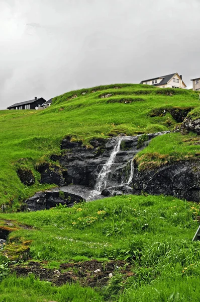 Leynar Nome Dinamarquês Lejnum Lugar Das Ilhas Faroé Nas Margens — Fotografia de Stock