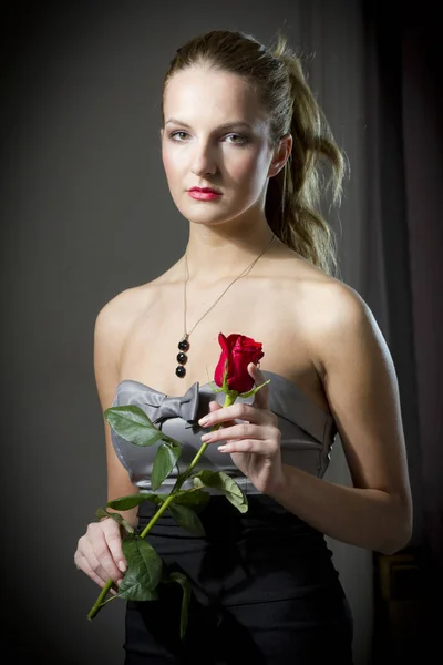 Atraktivní Žena Růžovou Valentýna — Stock fotografie