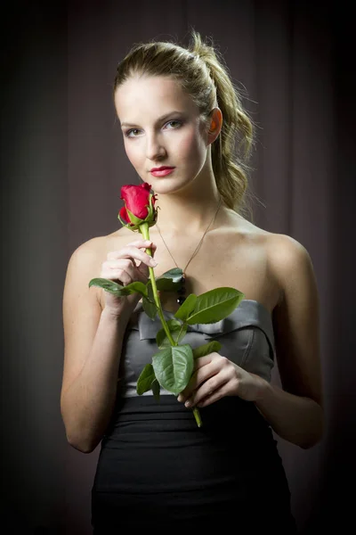 Atraktivní Žena Růžovou Valentýna — Stock fotografie