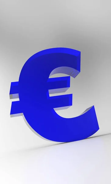 Groot Euro Symbool Blauw Glas — Stockfoto