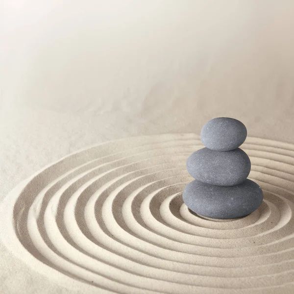 Japanese Zen Garden Meditation Stone Concentration Relaxation Sand Rock Harmony — Stock Photo, Image