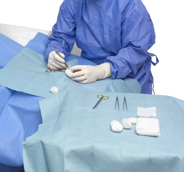 Λεπτομέρεια Μιας Μικρής Χειρουργικής Κατάστασης Στη Λευκή Πλάτη — Φωτογραφία Αρχείου