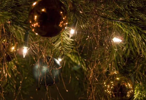 Illuminated Fir Branches Christmas Decoration — Stock Photo, Image