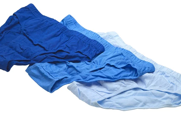 Nahaufnahme Einer Blauen Baumwollunterhose Isoliert Auf Weißem Hintergrund — Stockfoto