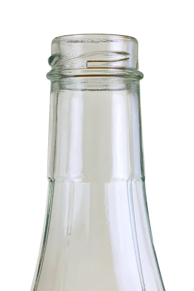 Großaufnahme Einer Leeren Glasflasche Isoliert Auf Weiß — Stockfoto