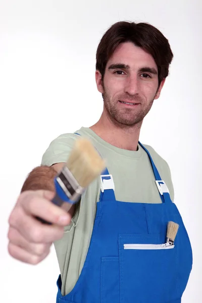 Decorator Stood Paint Brush — Stock Photo, Image