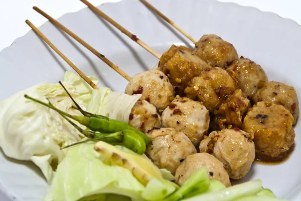 Meat Ball Thailand Style White Background — Stock Photo, Image