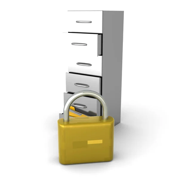 Secure Locked Archive Drawer Rendered Illustration — Stock Photo, Image