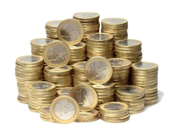 Около 300 Евро Монет Лежат Куче — стоковое фото