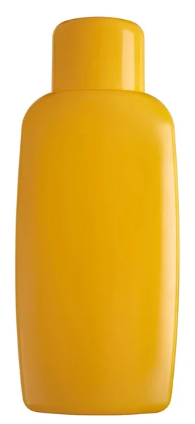 Cierre Una Botella Cosmética Plástico Aislada Sobre Blanco Imágenes Fijas — Foto de Stock