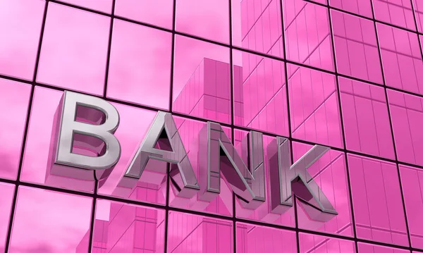 Spiegelfassade Pink Bankovní Koncept — Stock fotografie