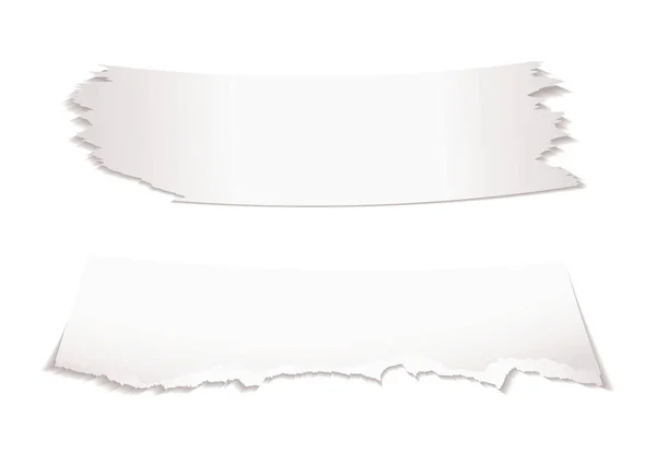 Deux Morceaux Papier Blanc Déchiré Avec Ombre Avec Espace Copie — Photo