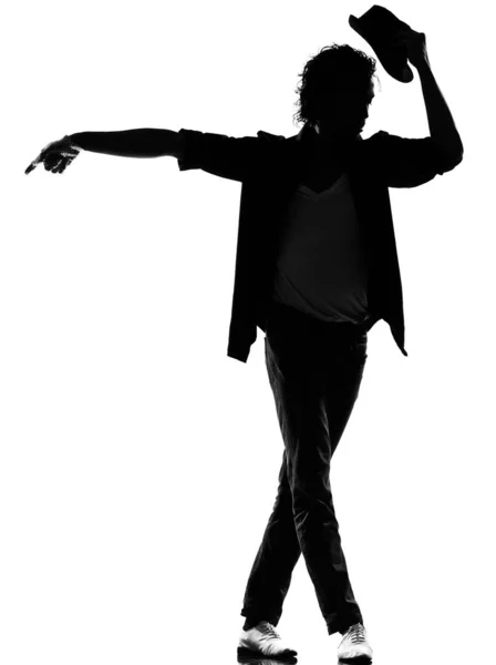 Silhueta Comprimento Total Jovem Dançarino Dançando Funky Hip Hop Estúdio — Fotografia de Stock