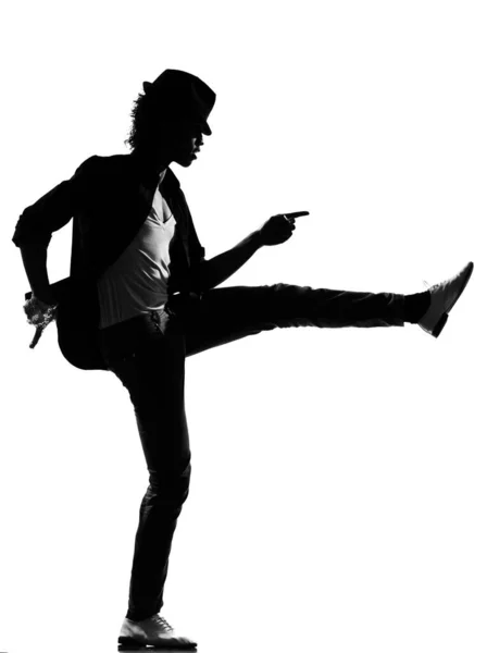 Volledige Lengte Silhouet Van Een Jonge Man Danser Dansen Funky — Stockfoto