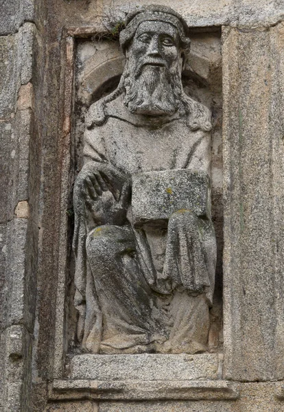 Romaanse Oude Man Heilige Portaal Santiago Compostela Kathedraal — Stockfoto