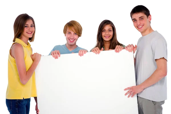 Teenagers White Panel Stock Picture