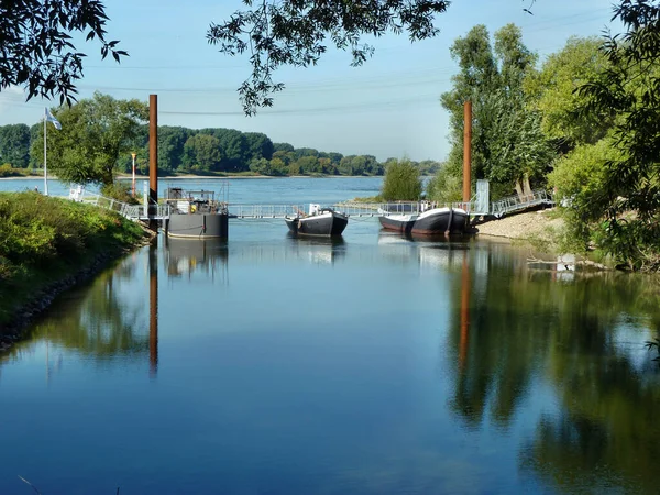 Pontoon Bridge Old Wupper Estuary — Stock Photo, Image