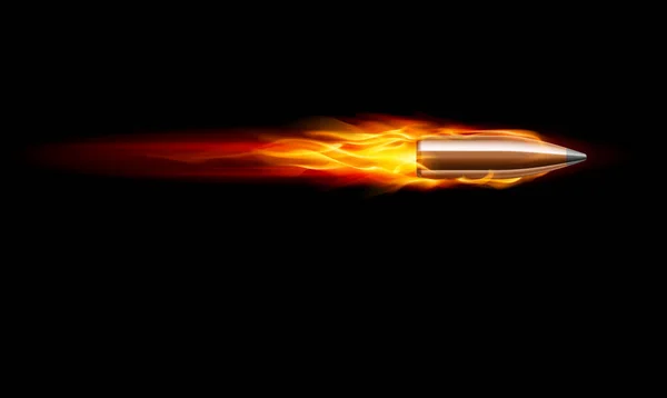 Moving Red Fiery Gun Bullet Shot Illustration Black — Stock Photo, Image