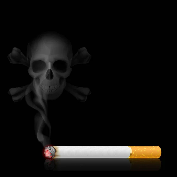 Skull Shaped Smoke Comes Out Cigarette Black — Stock Photo, Image