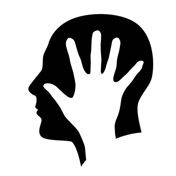 Mannen Huvudet Med Handen Illustration Vit Bakgrund — Stockfoto
