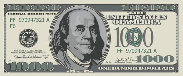 Falešný Tisíc Dolarů Ilustrace Pro Design — Stock fotografie