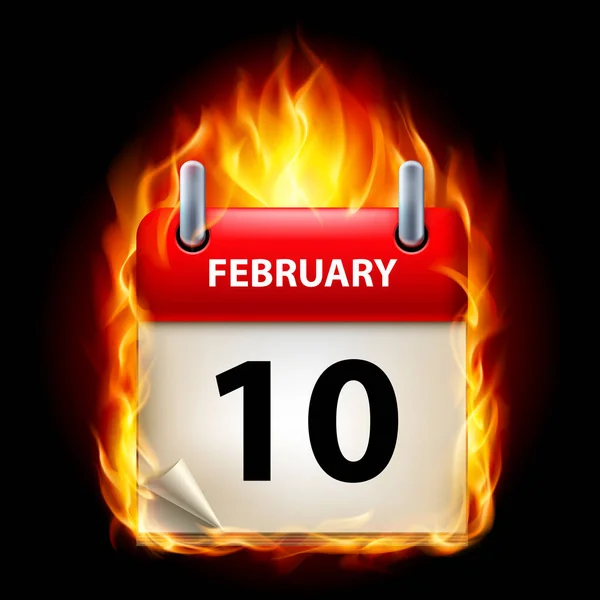 Último Febrero Calendario Incentivo Ardiente Sobre Fondo Negro — Foto de Stock