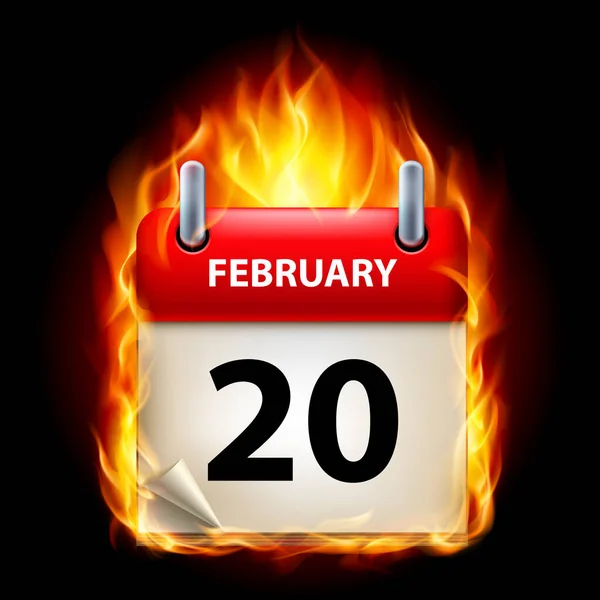 Dos Veces Febrero Calendario Incentivo Ardiente Sobre Fondo Negro —  Fotos de Stock