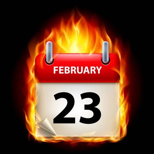 Febrero Calendario Incentivo Ardiente Sobre Fondo Negro — Foto de Stock