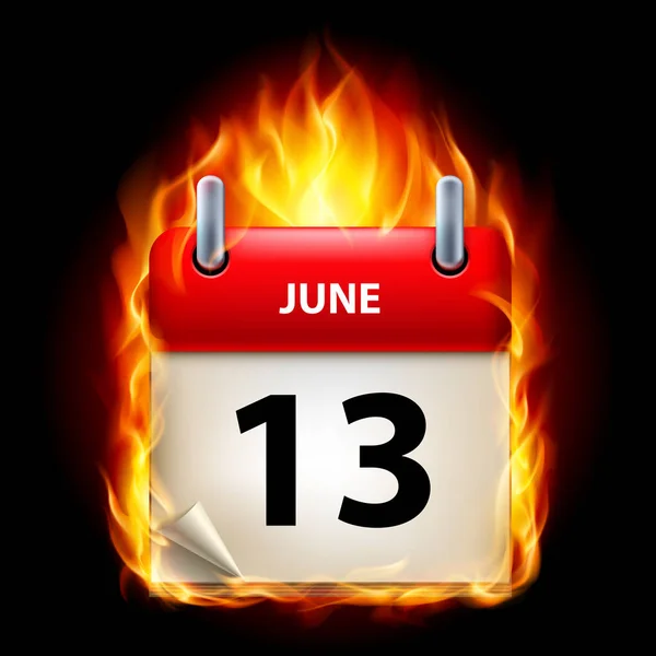 Junho Calendário Burning Icon Fundo Preto — Fotografia de Stock