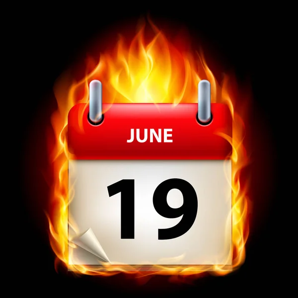 Der Juni Kalender Brennende Ikone Auf Schwarzem Hintergrund — Stockfoto