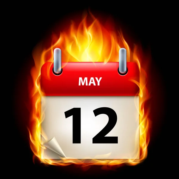 Maio Calendário Burning Icon Fundo Preto — Fotografia de Stock