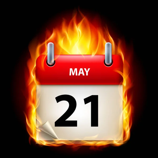 Maio Calendário Burning Icon Fundo Preto — Fotografia de Stock