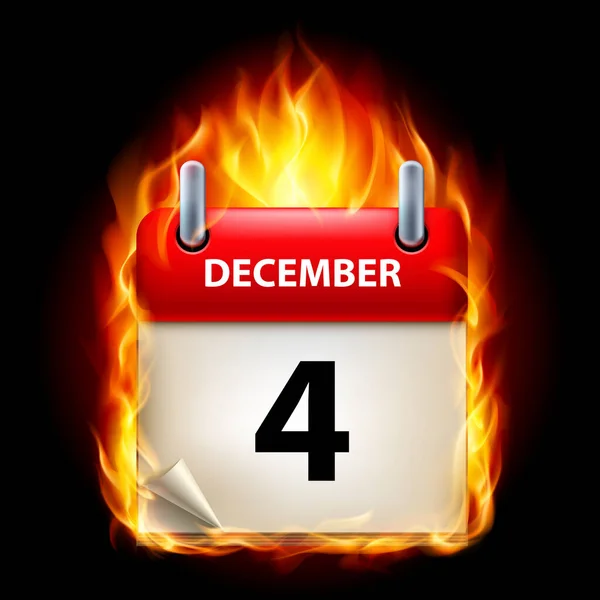 Dezembro Calendário Burning Icon Fundo Preto — Fotografia de Stock