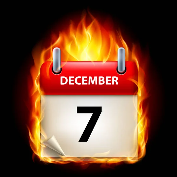 Sétimo Dezembro Calendário Burning Icon Fundo Preto — Fotografia de Stock