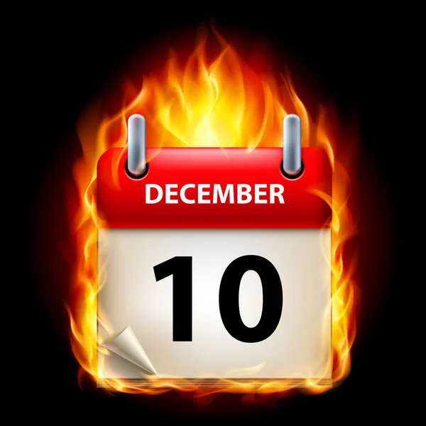 Décimo Dezembro Calendário Burning Icon Fundo Preto — Fotografia de Stock