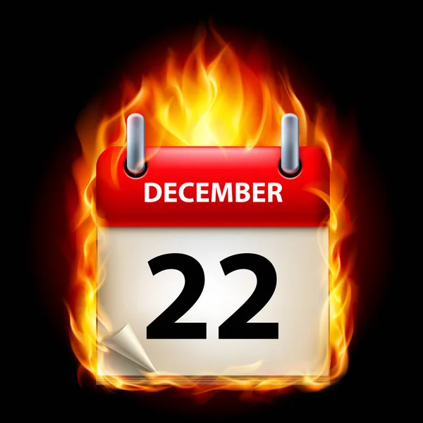 Vinte Dois Dezembro Calendário Burning Icon Fundo Preto — Fotografia de Stock