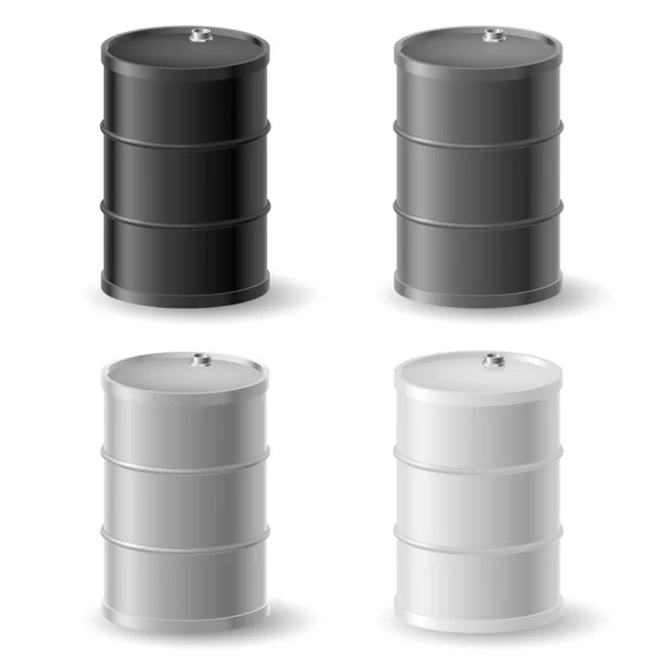 石油桶 灰色图标设置在白色 — 图库照片
