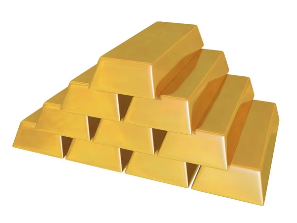 金の棒のピラミッドの3Dレンダリング — ストック写真