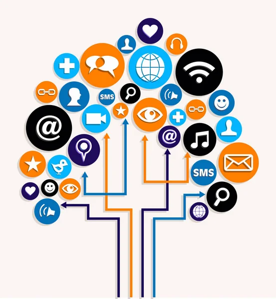 Iconos Redes Sociales Diagrama Negocio Árboles Ilustración Vectorial Capas Para —  Fotos de Stock